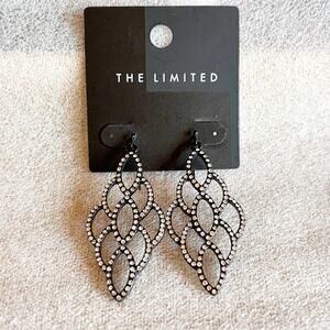 The Limited Black Clear Rhinestone Drop Earrings